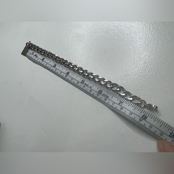 Stainless Steel Men's Silver Bracelet, Fashion Hip Hop Cuban Link201 Steel NWT - Picture 7 of 8